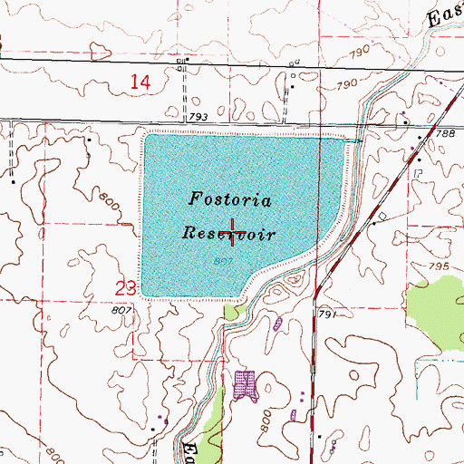 Topographic Map of Fostoria Upground Reservoir Dam, OH
