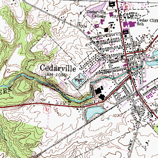 Topographic Map of Cedarville Reservoir, OH