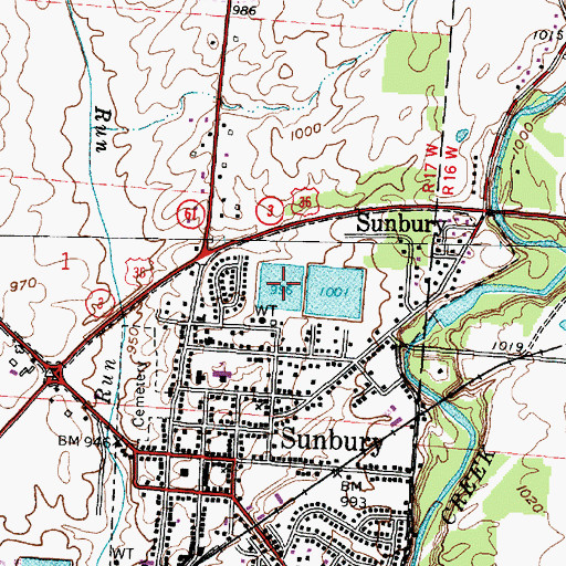 Topographic Map of Sunbury Upground Reservoir Number One, OH