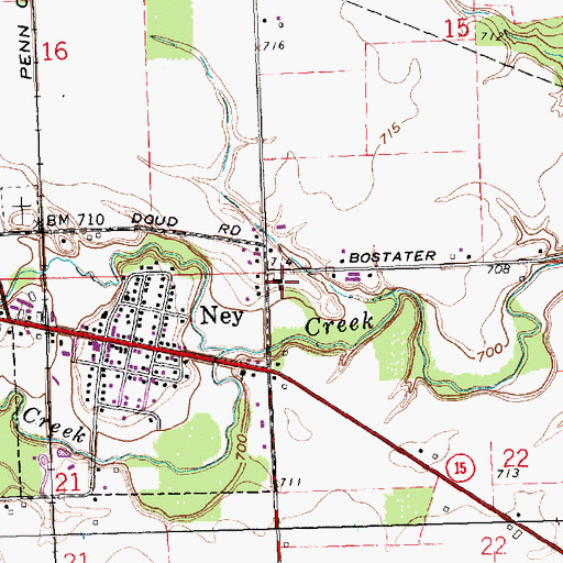 Topographic Map of Ney Junior High School (historical), OH