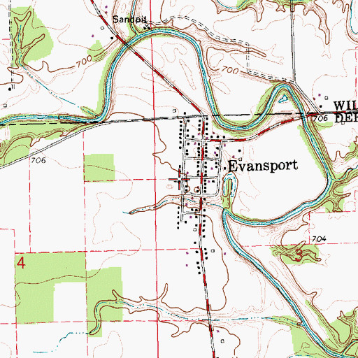 Topographic Map of United Methodist Church of Evansport, OH