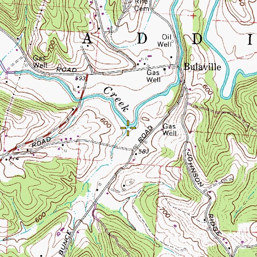 Topographic Map of Flatfork Run, OH