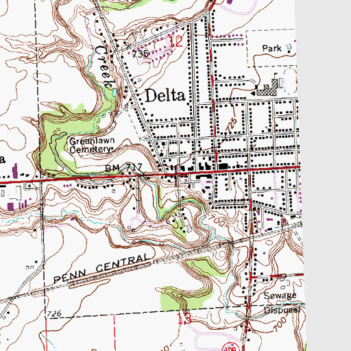 Topographic Map of First Presbyterian Church (historical), OH