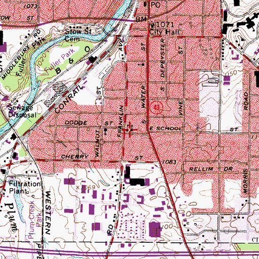Topographic Map of Southside Public School (historical), OH