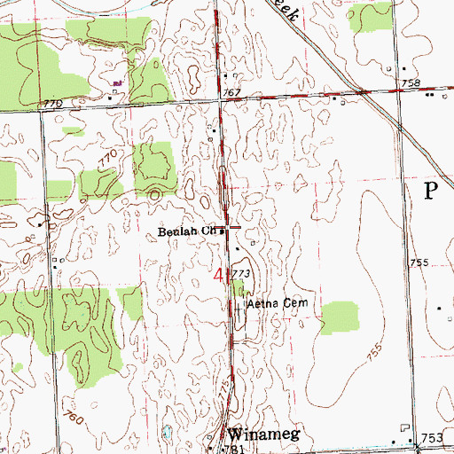 Topographic Map of Beulah United Methodist Church, OH