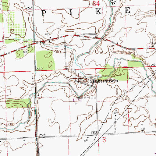 Topographic Map of Salsberry Cemetery, OH