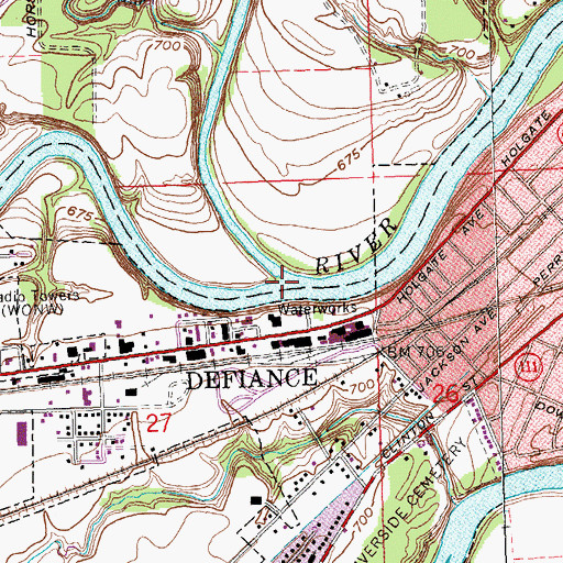 Topographic Map of Tiffin River, OH