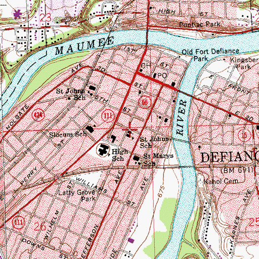 Topographic Map of Saint John Lutheran Church, OH