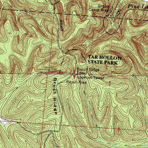 Topographic Map of Brush Ridge Lookout Tower, OH