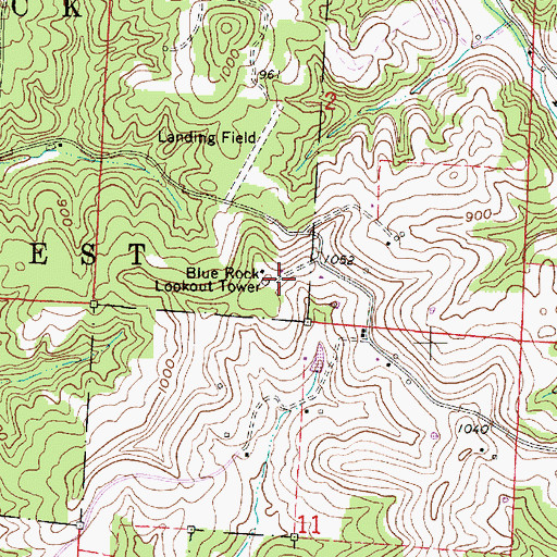 Topographic Map of Blue Rock Lookout Tower, OH