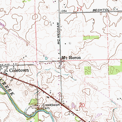 Topographic Map of Mount Heron, OH