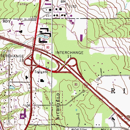 Topographic Map of Interchange 11, OH