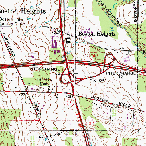Topographic Map of Interchange 12, OH