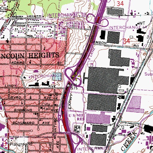 Topographic Map of Interchange 13, OH