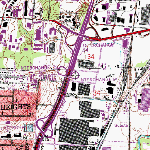 Topographic Map of Interchange 14, OH