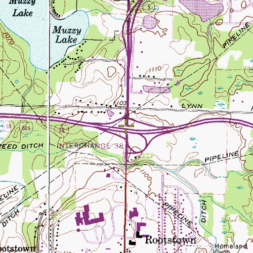 Topographic Map of Interchange 38, OH
