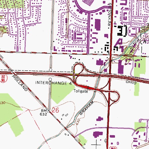 Topographic Map of Interchange 4, OH