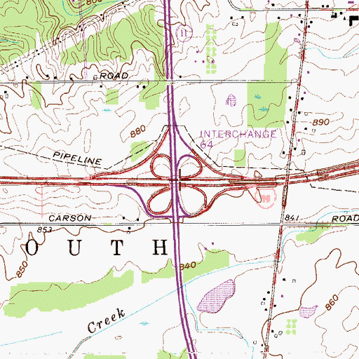 Topographic Map of Interchange 229, OH