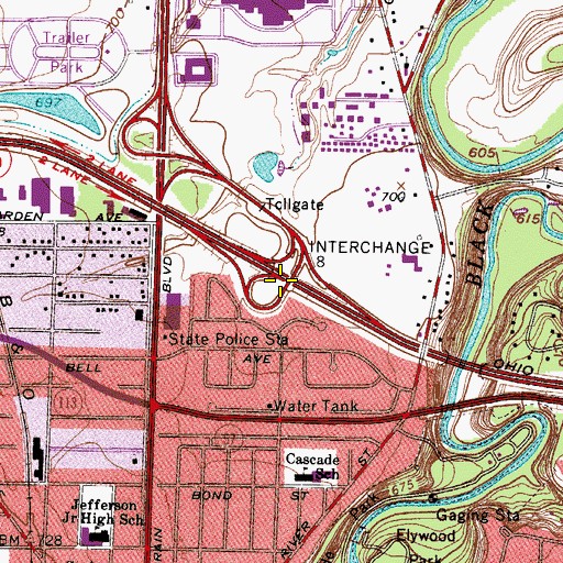 Topographic Map of Interchange 8, OH