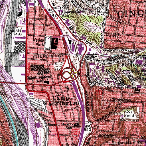 Topographic Map of Interchange 9, OH