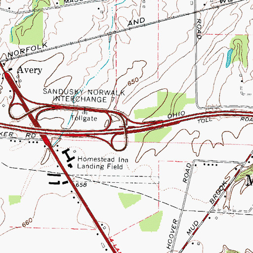 Topographic Map of Sandusky Norwalk Interchange 7, OH