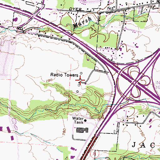 Topographic Map of WMNI Radio Tower, OH