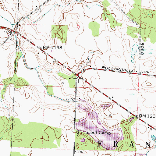 Topographic Map of Frozen Hill School (historical), OH
