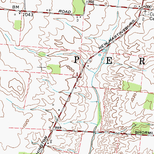 Topographic Map of Plainview School (historical), OH