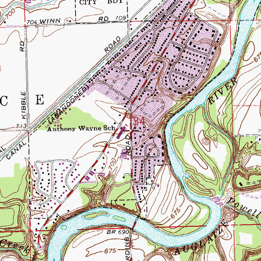 Topographic Map of Anthony Wayne Elementary School, OH