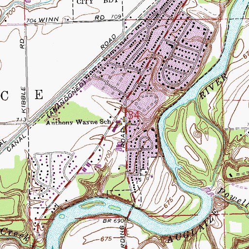 Topographic Map of Anthony Wayne Elementary School, OH