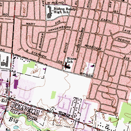 Topographic Map of Binns Elementary School, OH