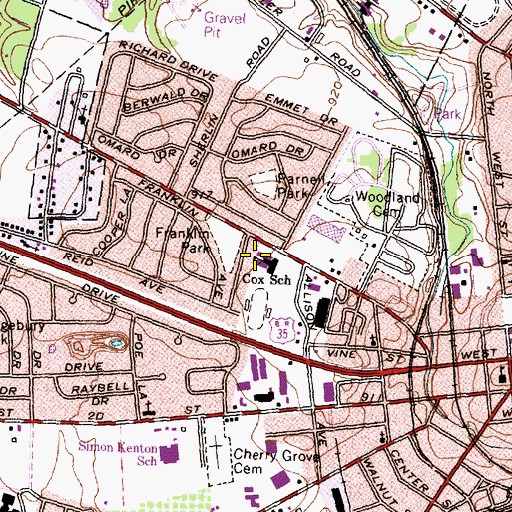 Topographic Map of Cox Elementary School, OH