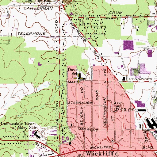 Topographic Map of Davis Elementary School, OH
