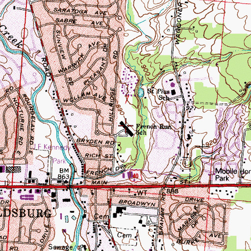 Topographic Map of French Run Elementary School, OH