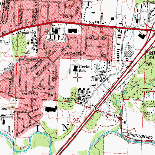 Topographic Map of George A Gerke Elementary School, OH