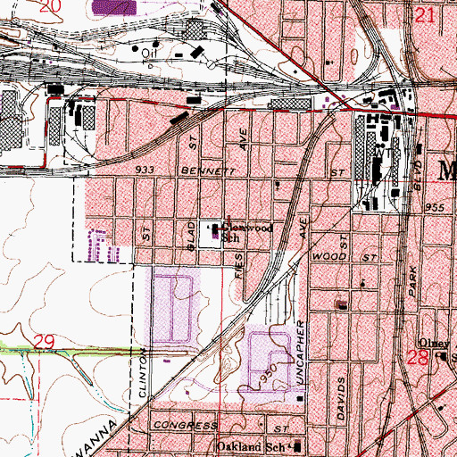 Topographic Map of Glenwood Elementary School, OH