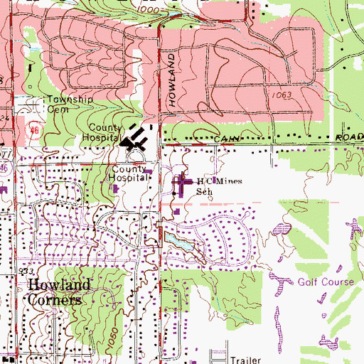 Topographic Map of Mines Elementary School, OH