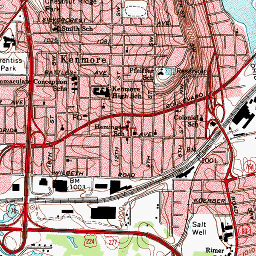 Topographic Map of Heminger Elementary School, OH