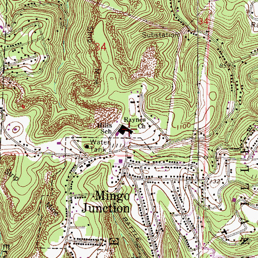 Topographic Map of Hills Elementary School, OH