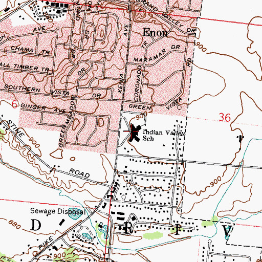 Topographic Map of Indian Valley Middle School, OH