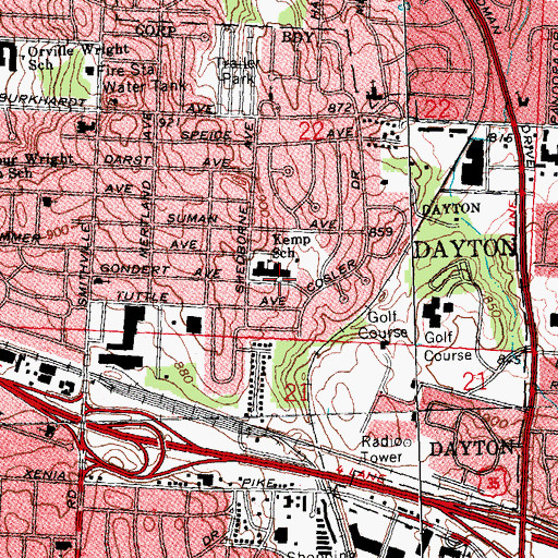 Topographic Map of Kemp Elementary School for Computer Technology, OH