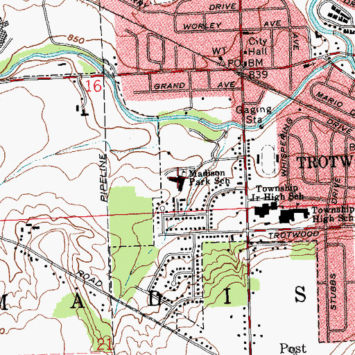 Topographic Map of Madison Park Elementary School, OH