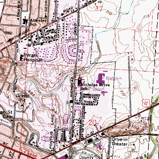 Topographic Map of Nicholas Drive Elementary School, OH