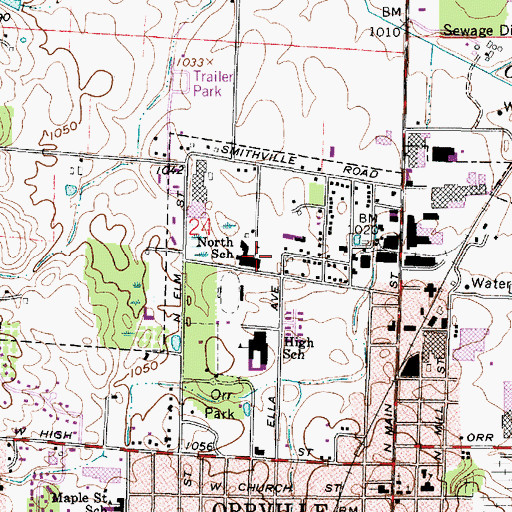 Topographic Map of North Elementary School, OH