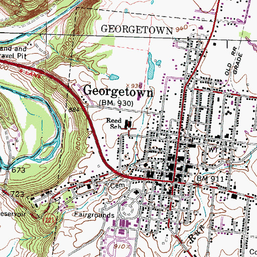 Topographic Map of Alverda Reed Elementary School, OH