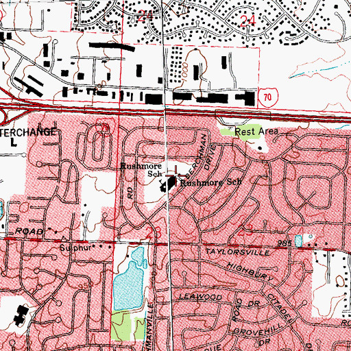 Topographic Map of Rushmore Elementary School, OH