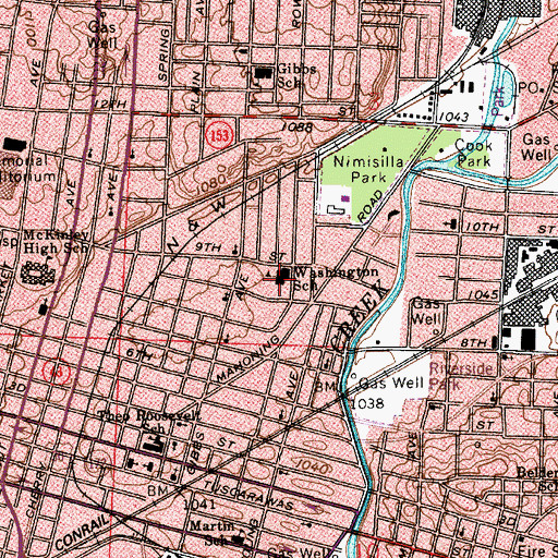 Topographic Map of Washington Elementary School, OH