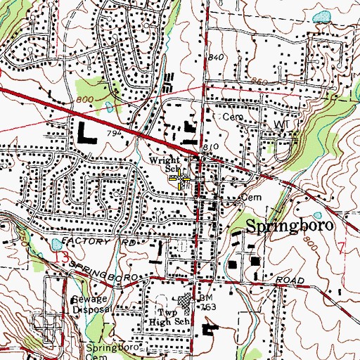 Topographic Map of Jonathan Wright Elementary School, OH