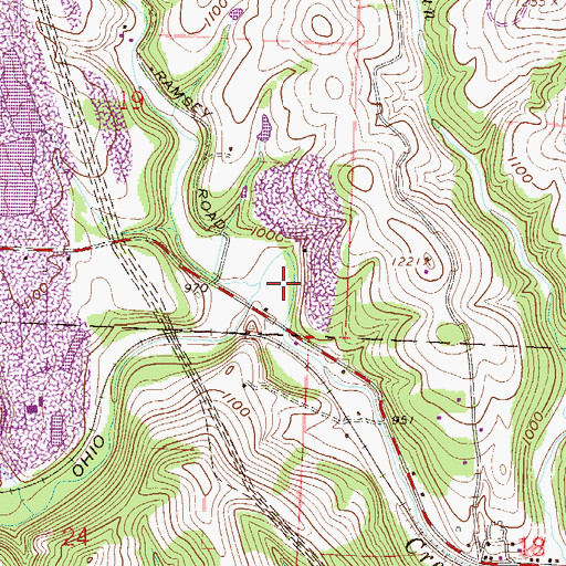 Topographic Map of Brush Run, OH