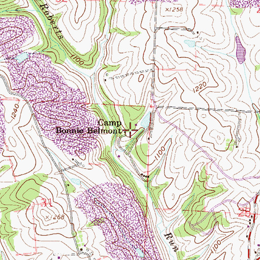 Topographic Map of Camp Bonnie Belmont, OH